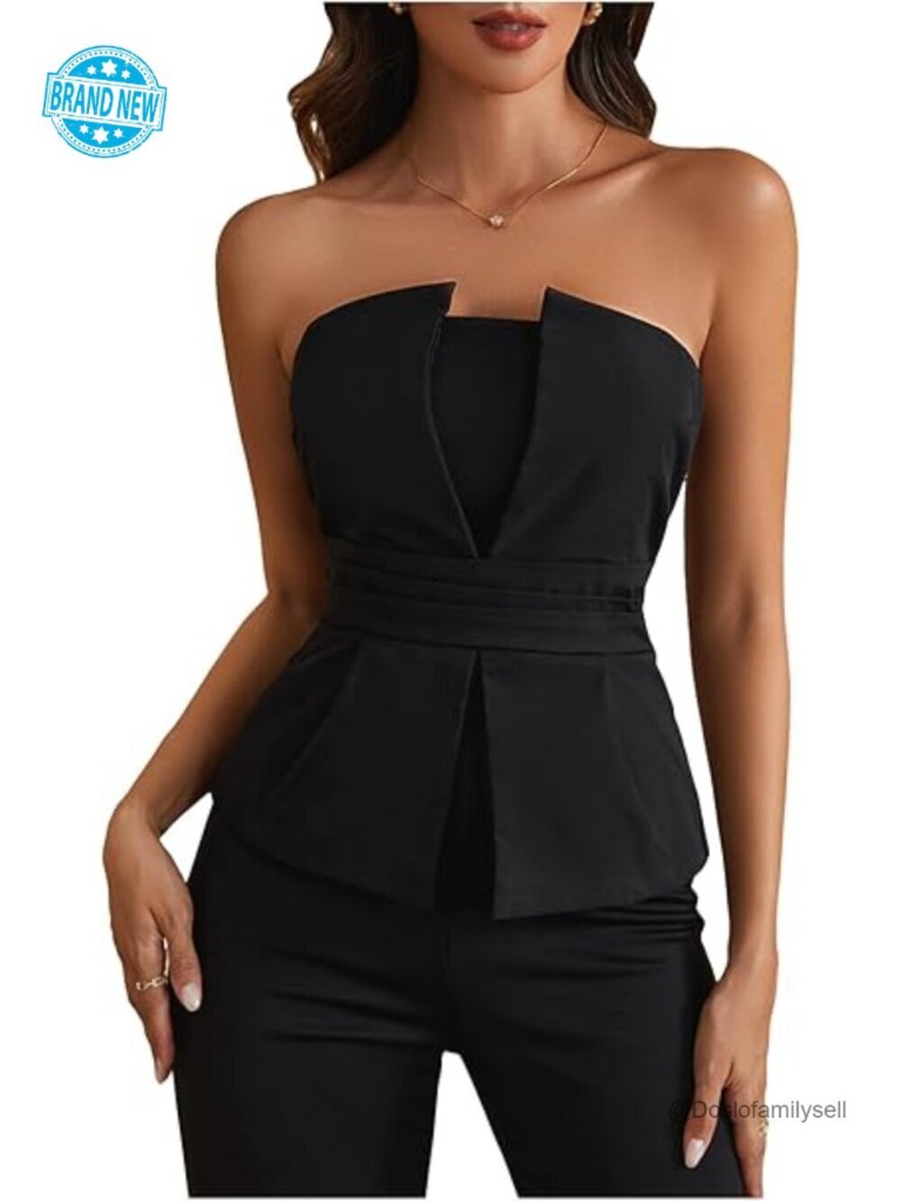 Ruched Strapless Tube Top Asymmetrical Fitted Party Top Sleeveless